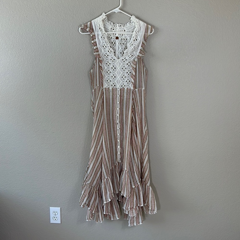 NWOT Free People One Sheer Sleeveless High Low Button Down Dress